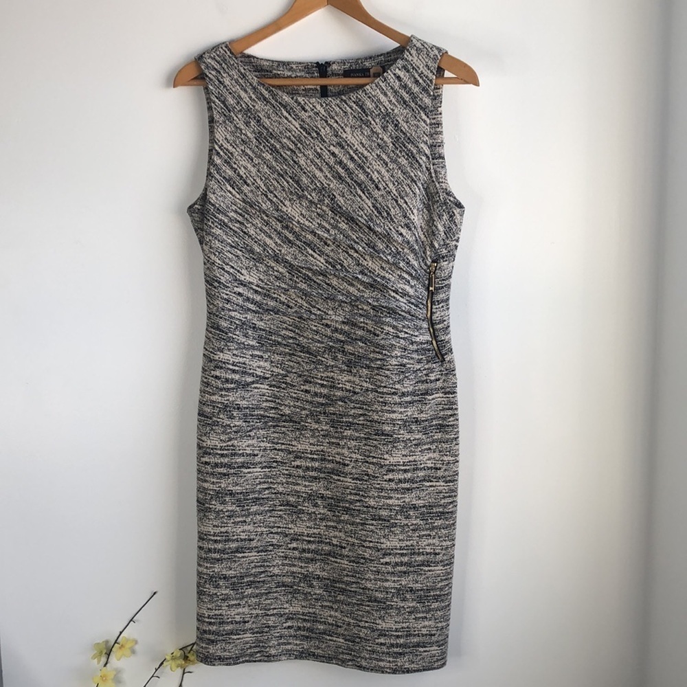 Ivanka Trump ruched heavy knit sleeveless sheath dress